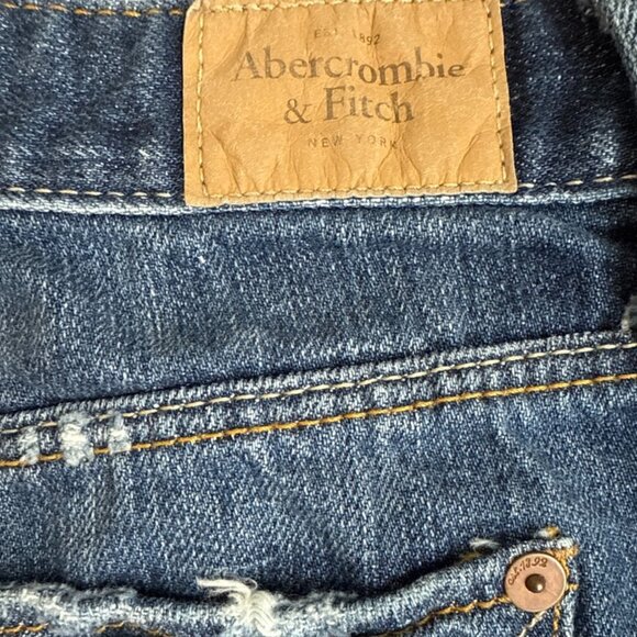 Vintage Abercrombie & Fitch Y2K Ultra Mini Denim Skirt – Raw Hem – Sz 00 - Picture 1 of 10